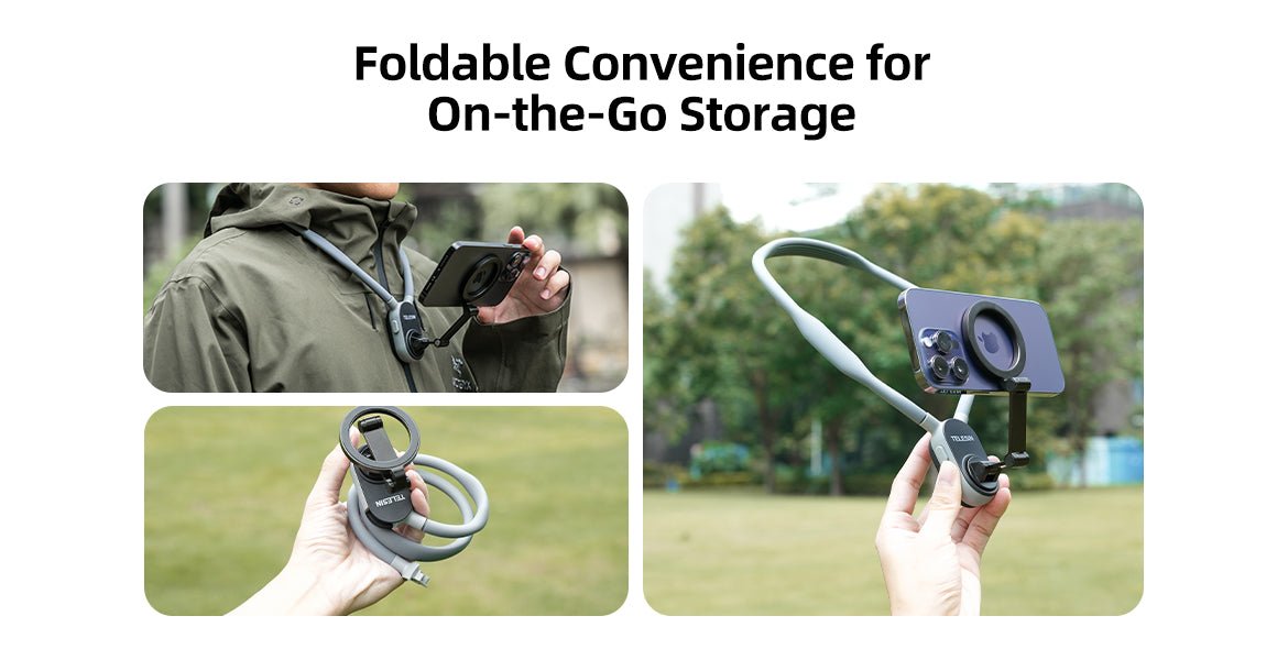 Magnetic Neck Mount for phones - Foldable Convenience for On-the-go Storage